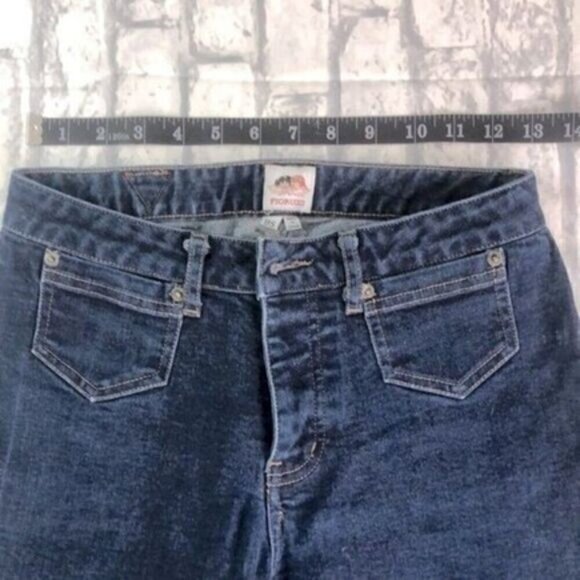 Fiorucci Flare Jeans Sailor Pockets Button Fly Bootcut Y2K VINTAGE Dark Denim 9S - Picture 7 of 13